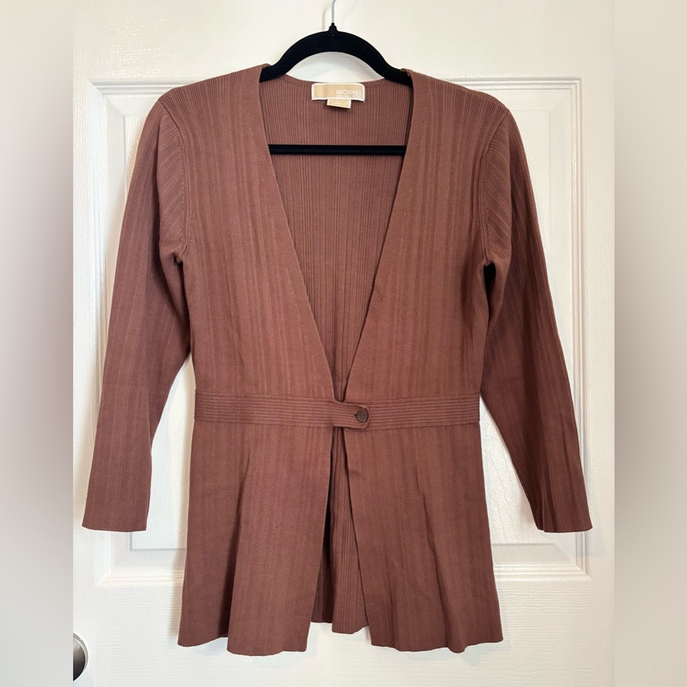 Michael Kors Brown Open Front Cardigan